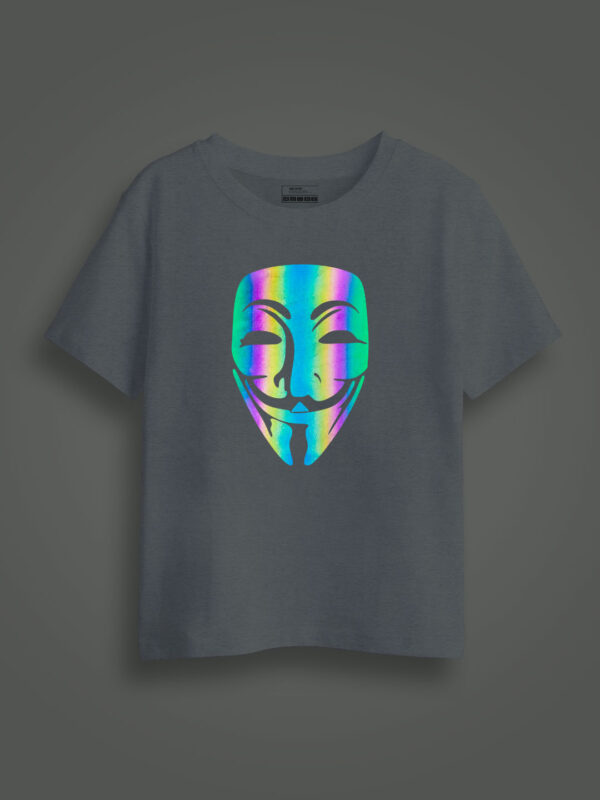 Hacker Face Rainbow Reflective Kids Glow Tshirt