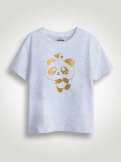 Lovely Panda Gold Printed Kids Tshirt