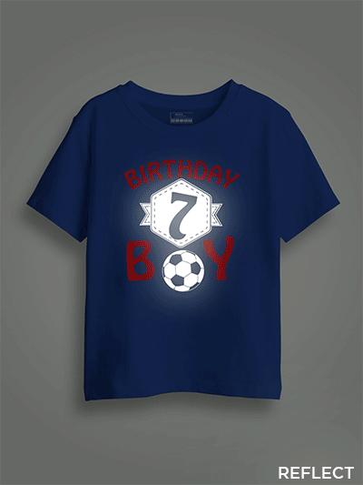 Bithday Boy 7 Reflective Kids Glow Tshirt
