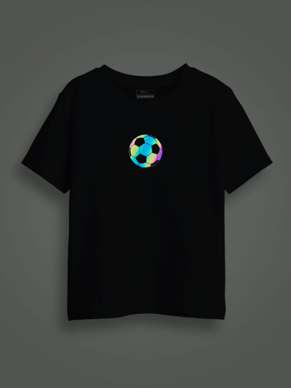 Football Rainbow Reflective Kids Glow Tshirt