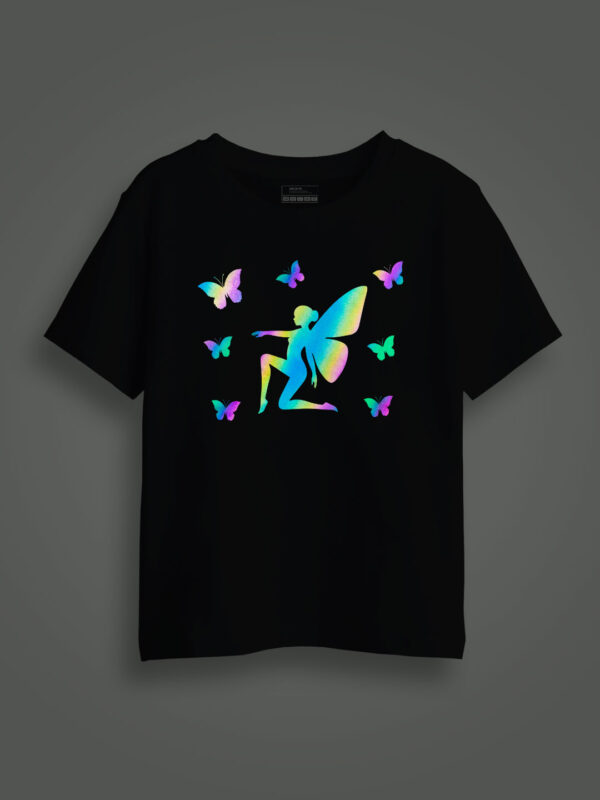 Angle with Butterfly Rainbow Reflective Kids Glow Tshirt
