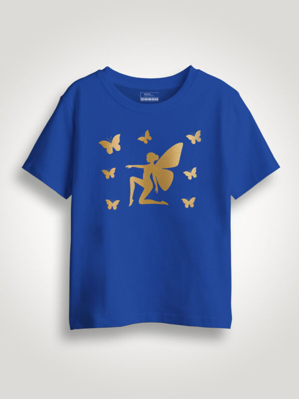 Angle with Butterfly Gold Printed Kids Tshirt
