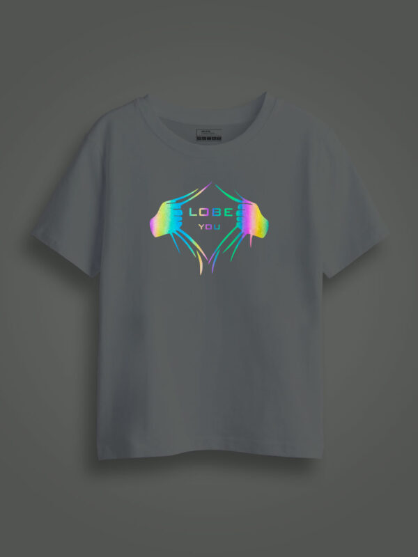 Lobe You Rainbow Reflective Kids Glow Tshirt