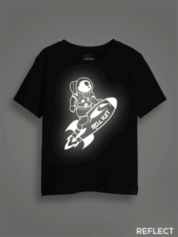 Astronaut Rocket Reflective Kids Glow Tshirt