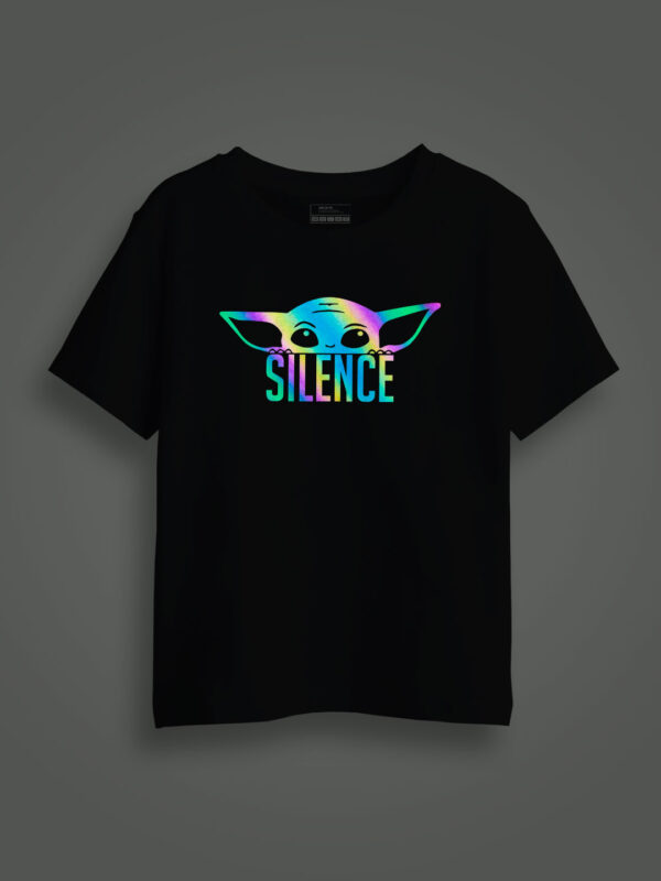 Slience Yoda Rainbow Reflective Kids Glow Tshirt