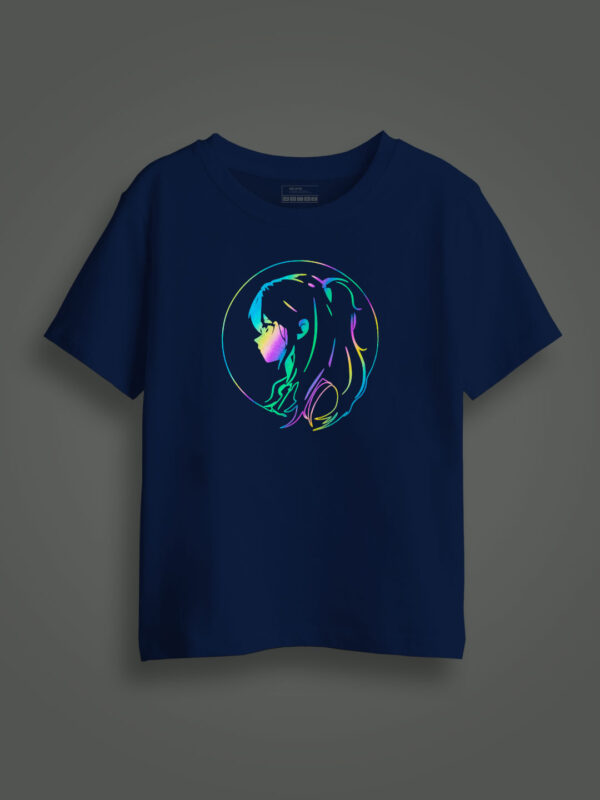 Anime Girl Rainbow Reflective Kids Glow Tshirt