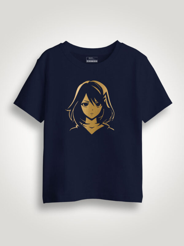 Cute Anime Girl Gold Printed Kids Tshirt