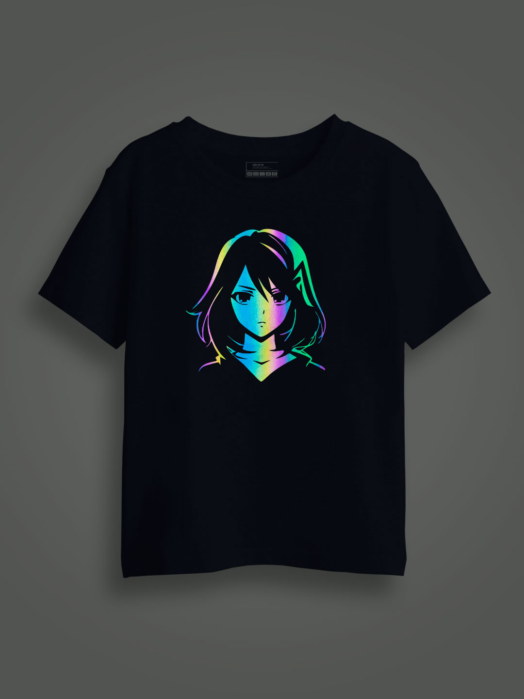 Cute Anime Girl Rainbow Reflective Kids Glow Tshirt