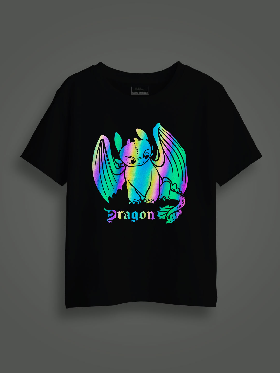 Toothless Dragon Rainbow Reflective Kids Glow Tshirt