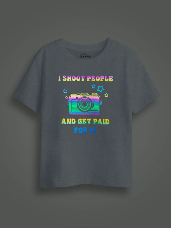 I Shoot People and Get paid Rainbow Reflective Kids Glow Tshirt