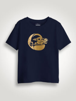 Baby Yoda ship Gold Printed Kids Tshirt