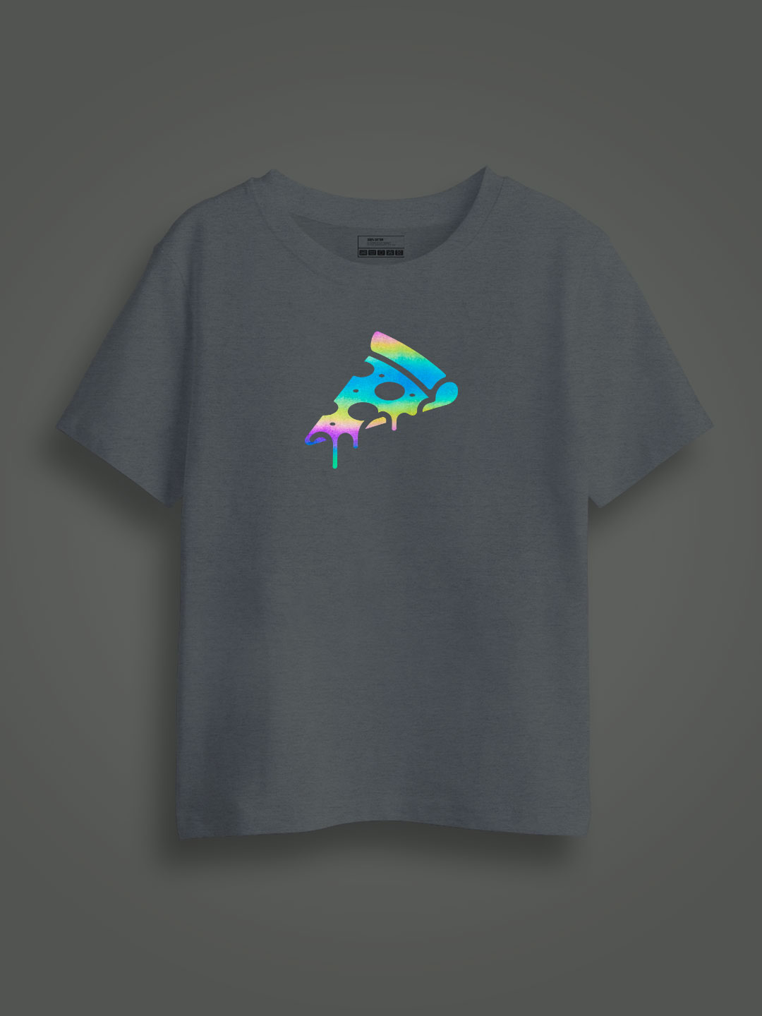 Pizza Slice Rainbow Reflective Kids Glow Tshirt