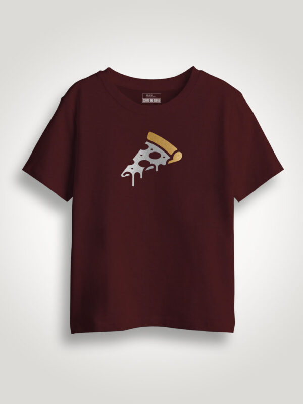 Pizza Slice Gold Printed Kids Tshirt