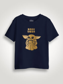 Baby Yoda Gold Printed Kids Tshirt