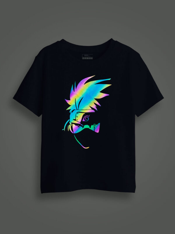 Kakashi Face Rainbow Reflective Kids Glow Tshirt