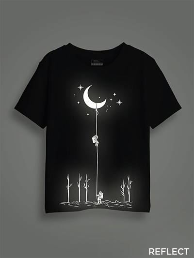 Astronaut and Moon Reflective Kids Glow Tshirt