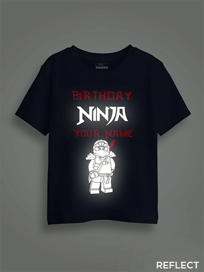 Nblue Cotton Birthday Ninja Reflective Kids Glow T-shirt