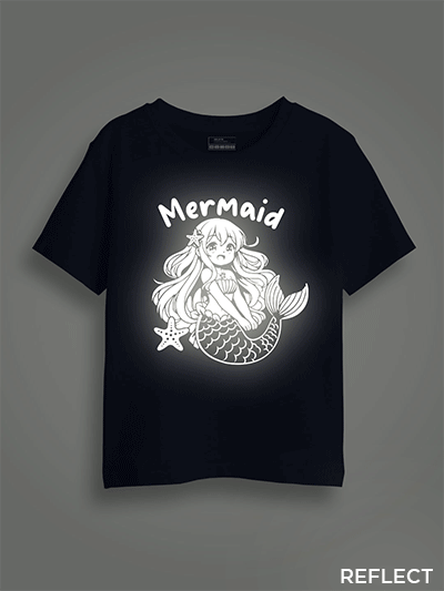 Mermaid Anime Reflective Kids Glow Tshirt