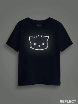 Cute Kitty Reflective Kids Glow Tshirt