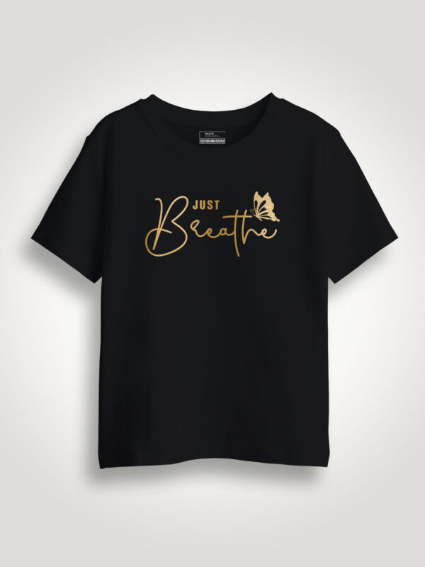 Just Breath Butterfly Gold Printed Kids Tshirt