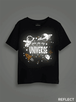 Astronaut Universe Reflective Kids Glow Tshirt