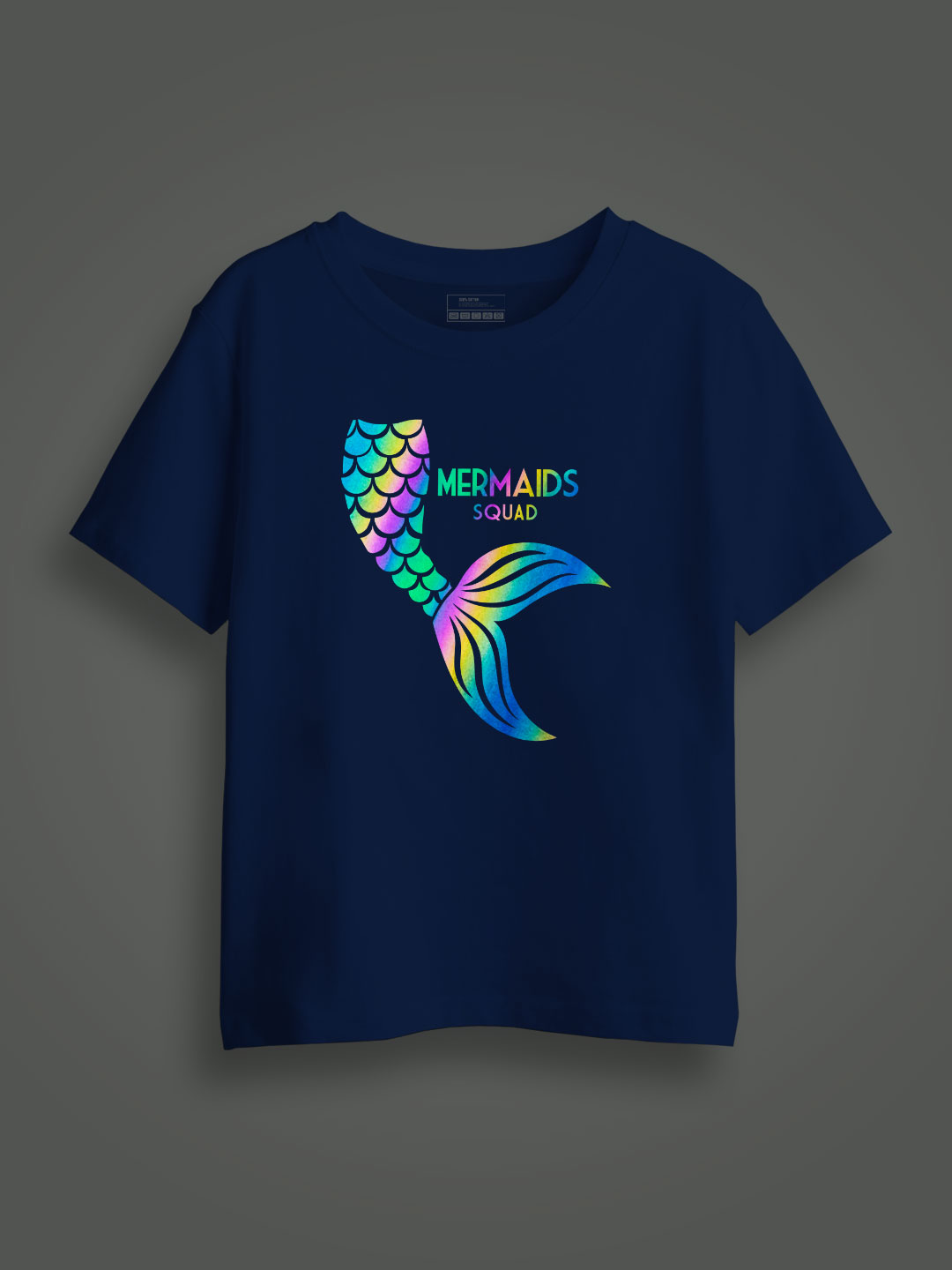 Mermaid Squad Rainbow Reflective Kids Glow Tshirt