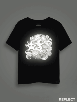 Cute Mermaid Reflective Kids Glow Tshirt