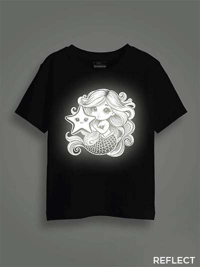 Cute Mermaid Reflective Kids Glow Tshirt