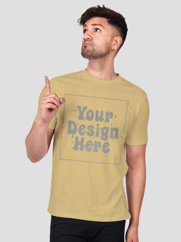 Beige Reflective Print Customize Man Tshirt - Image 5