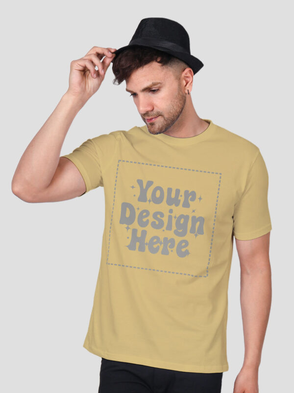Beige Reflective Print Customize Man Tshirt - Image 2