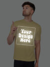 Beige Reflective Print Customize Man Tshirt