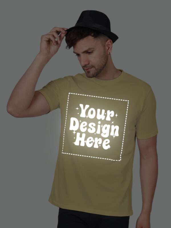 Beige Reflective Print Customize Man Tshirt - Image 4