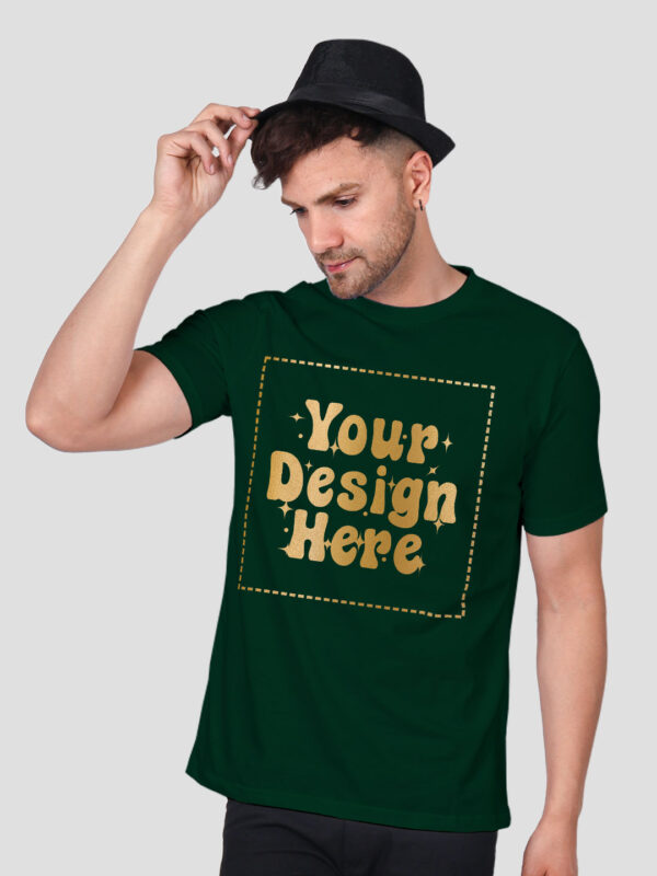 Man Customize Bottle Green Gold Printed Tshirt - Image 2