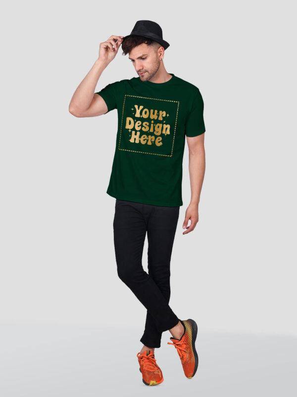 Man Customize Bottle Green Gold Printed Tshirt - Image 3