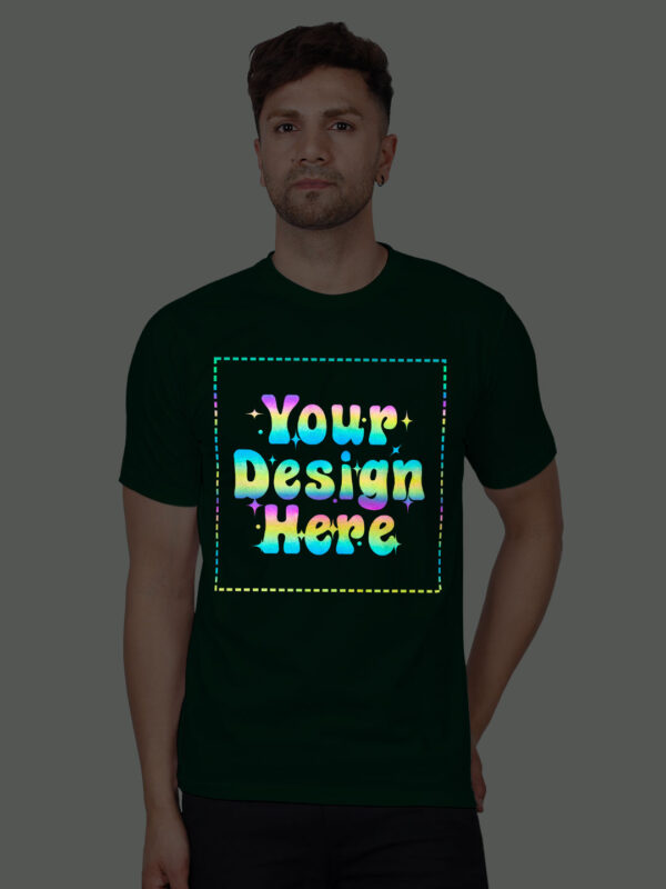 Bottle Green Rainbow Reflective Man Customize Tshirt - Image 1