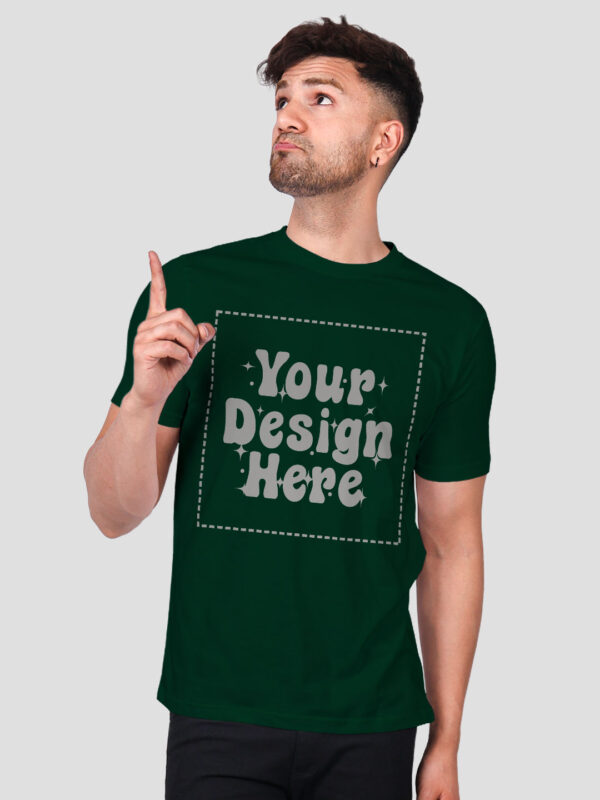 Bottle Green Reflective Print Customize Man Tshirt - Image 5