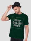 Bottle Green Reflective Print Customize Man Tshirt - Image 2