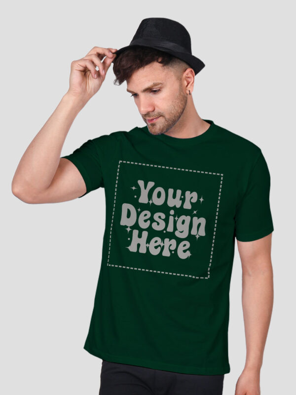 Bottle Green Reflective Print Customize Man Tshirt - Image 2