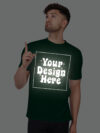 Bottle Green Reflective Print Customize Man Tshirt