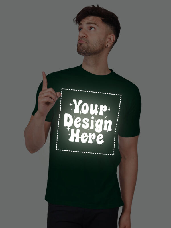 Bottle Green Reflective Print Customize Man Tshirt - Image 1