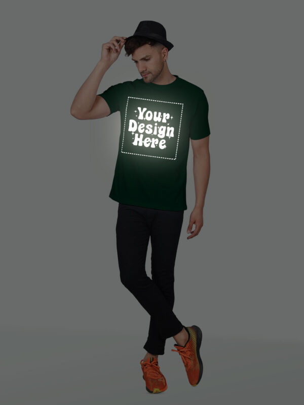 Bottle Green Reflective Print Customize Man Tshirt - Image 6