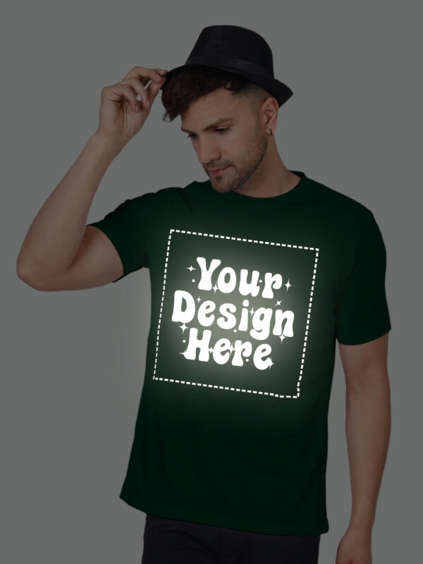 Bottle Green Reflective Print Customize Man Tshirt - Image 4