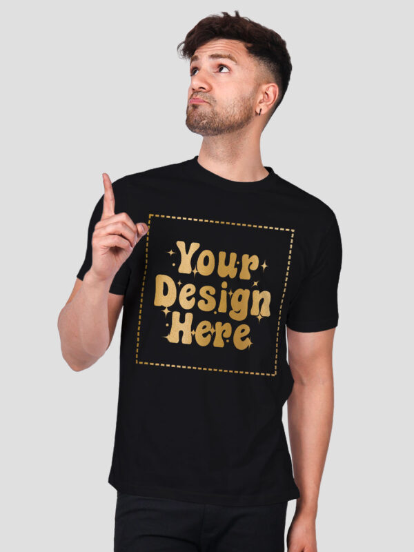 Man Customize Black Gold Printed Tshirt - Image 1