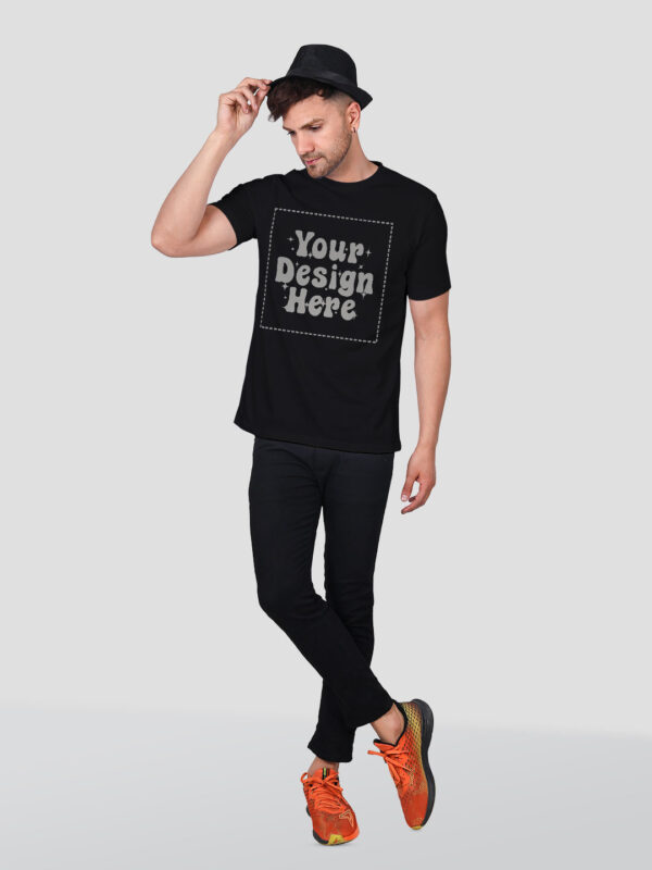 Black Reflective Print Customize Man Tshirt - Image 2