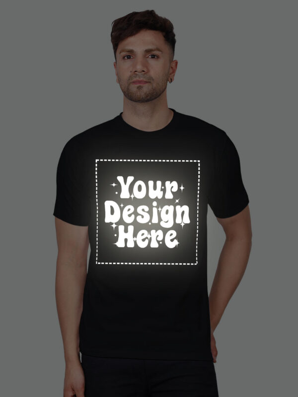 Black Reflective Print Customize Man Tshirt - Image 1