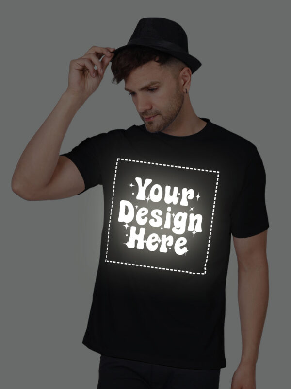 Black Reflective Print Customize Man Tshirt - Image 6