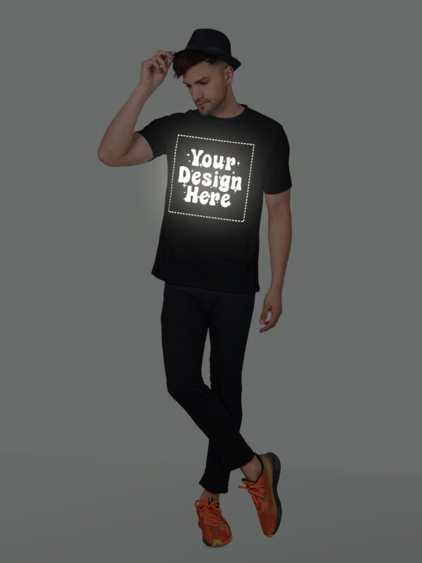 Black Reflective Print Customize Man Tshirt - Image 4