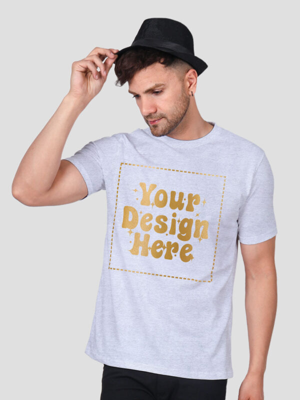 Man Customize Grey Gold Printed Tshirt - Image 2