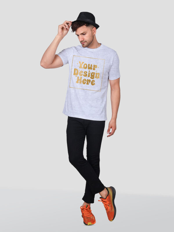 Man Customize Grey Gold Printed Tshirt - Image 3