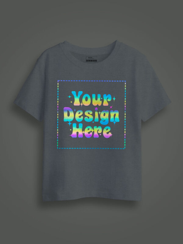 Grey Rainbow Reflective Kids Customize Tshirt - Image 1